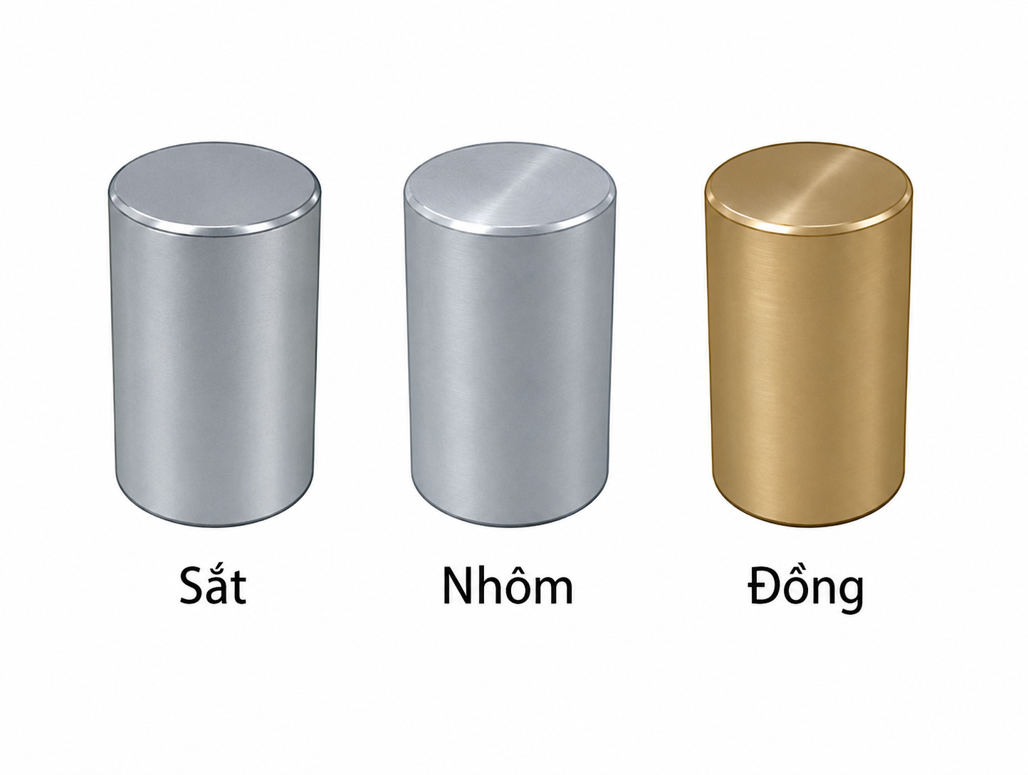 Ba thỏi sắt, nhôm, đồng có cùng thể tích